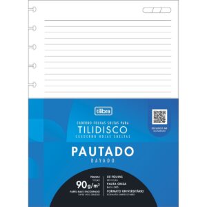 Refil Pautado para Tilidisco Universitário 80 Folhas 90g - Tilibra