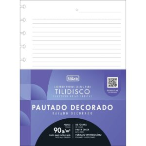 Refil Pautado Decorado para Tilidisco Universitário 80 Folhas 90g - Tilibra