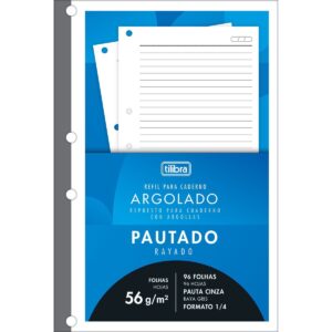 Refil Pautado Tiliflex para Caderno Argolado 1/4 96 Folhas - Tilibra