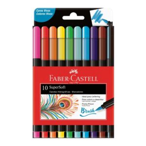 Canetinha Hidrográfica SuperSoft Brush 10 Cores - Faber Castell