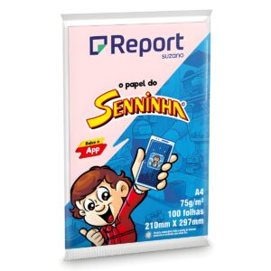 Papel Sulfite A4 75g Rosa 100 Folhas Seninha - Report